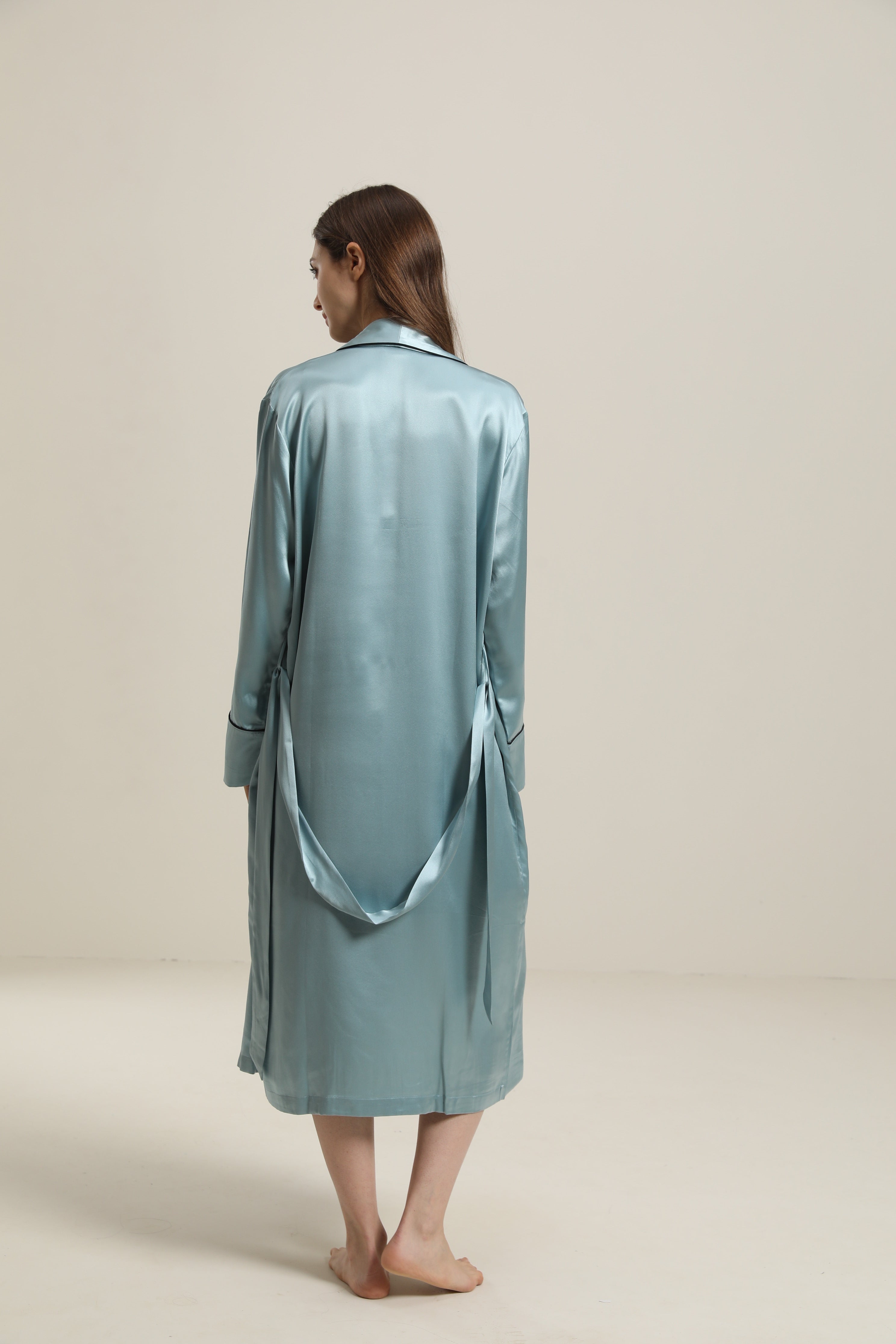 22 Momme Contra Trim And Full Length Silk Robe