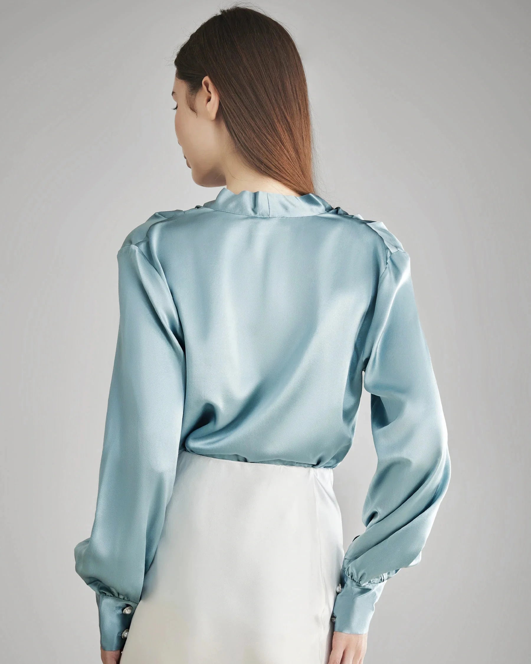 Women's Rhinestone Buttons Silk Blouse