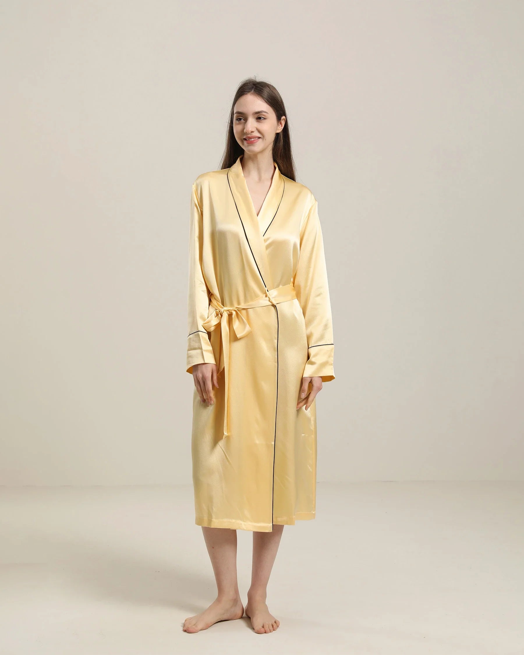 22 Momme Contra Trim And Full Length Silk Robe