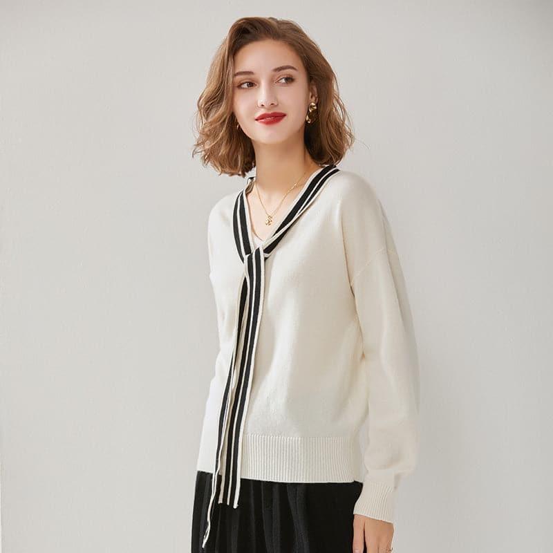 Elegant Ribbon Cashmere Sweater