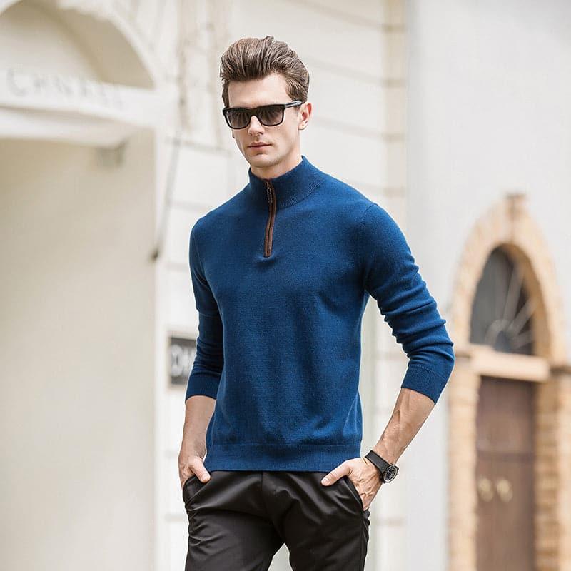 Men's Cashmere Quarter Zip Pullover