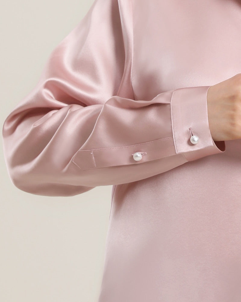 Women's Classic Pearl Button Silk Shirt