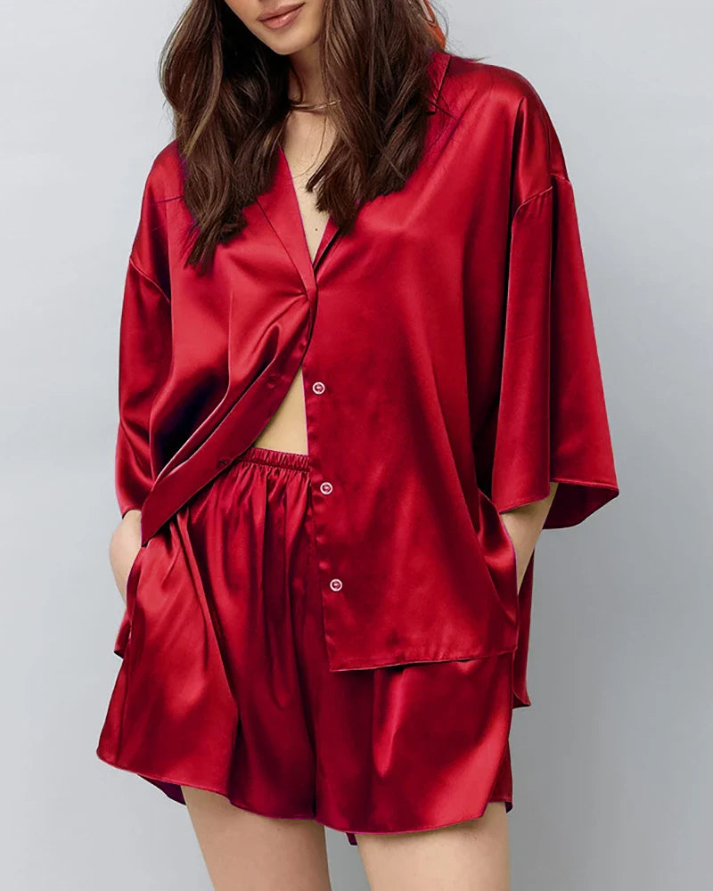 Classic Plus Size Silk Pajama Set