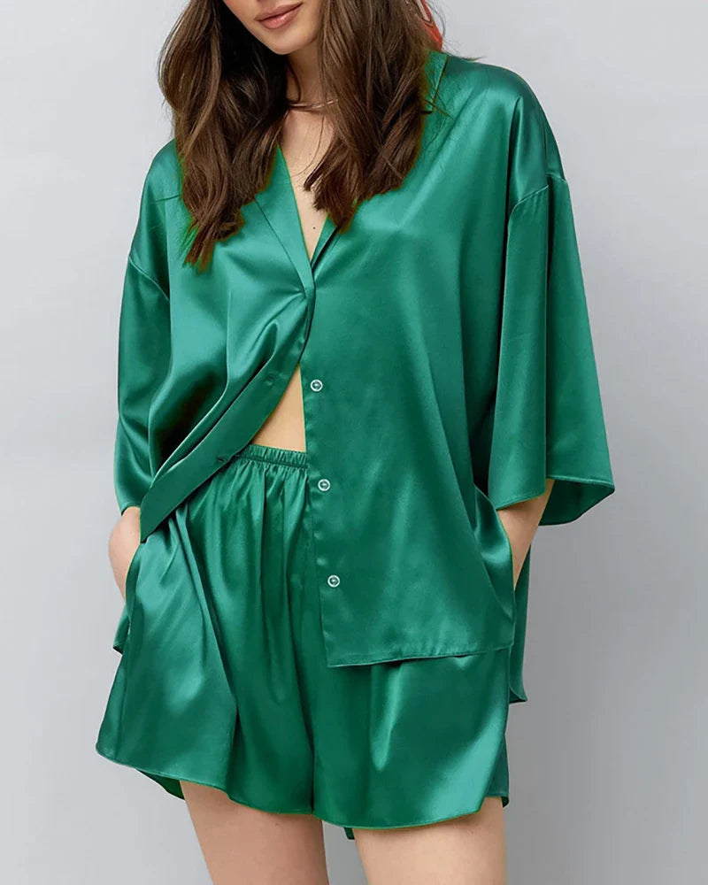 Classic Plus Size Silk Pajama Set