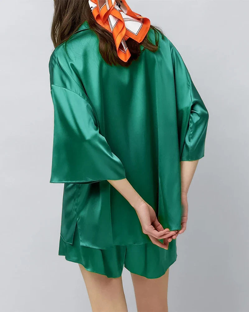 Classic Plus Size Silk Pajama Set