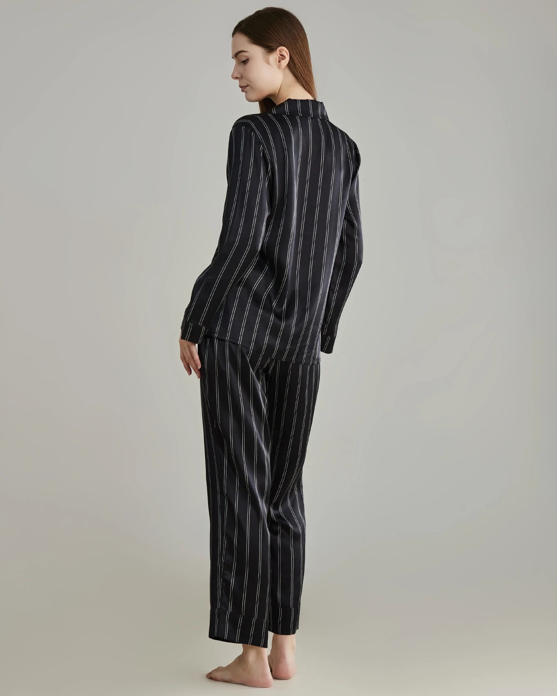 Classic Striped Silk Pajamas Set