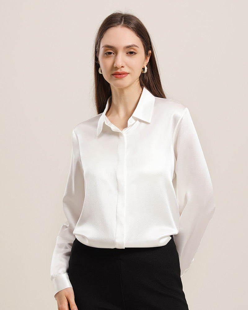Women's Basic Concealed Silk Shirt