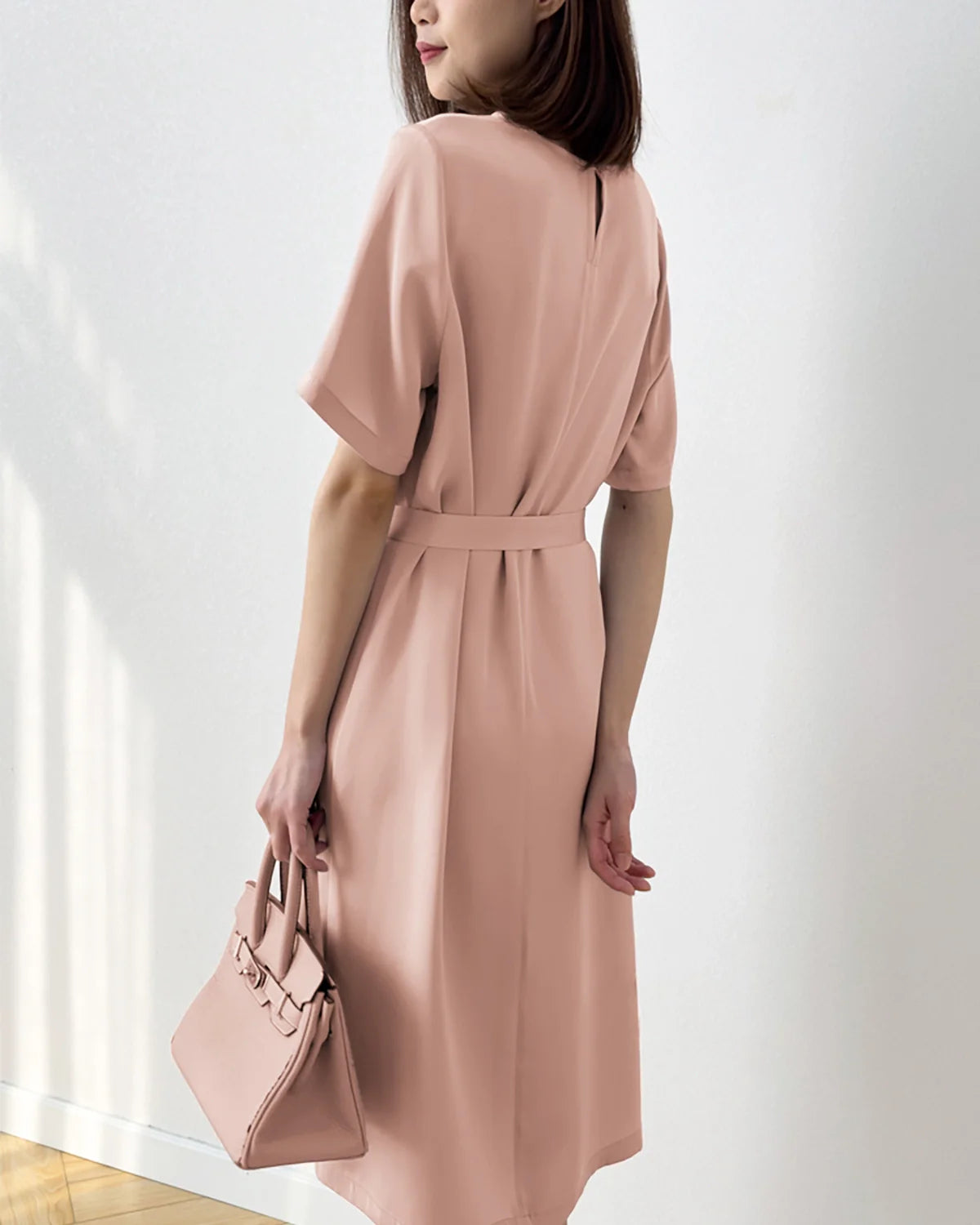 Loose Fit Belted Silk Dress 32 Momme