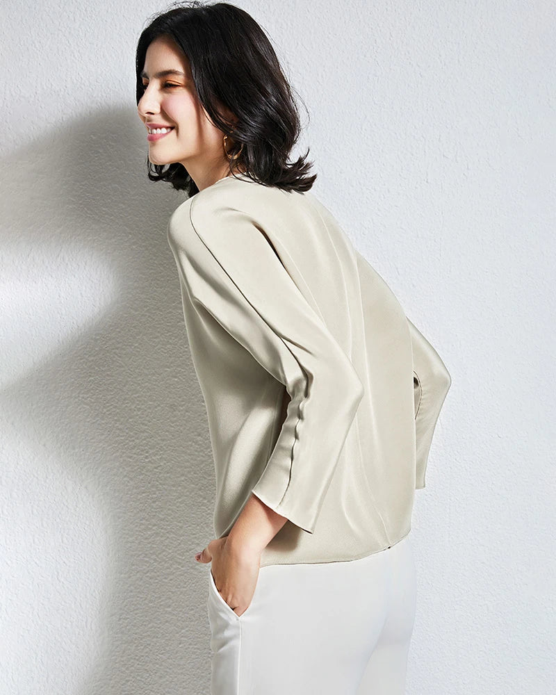 30mm Loose Long Sleeve Pullover Silk Blouse
