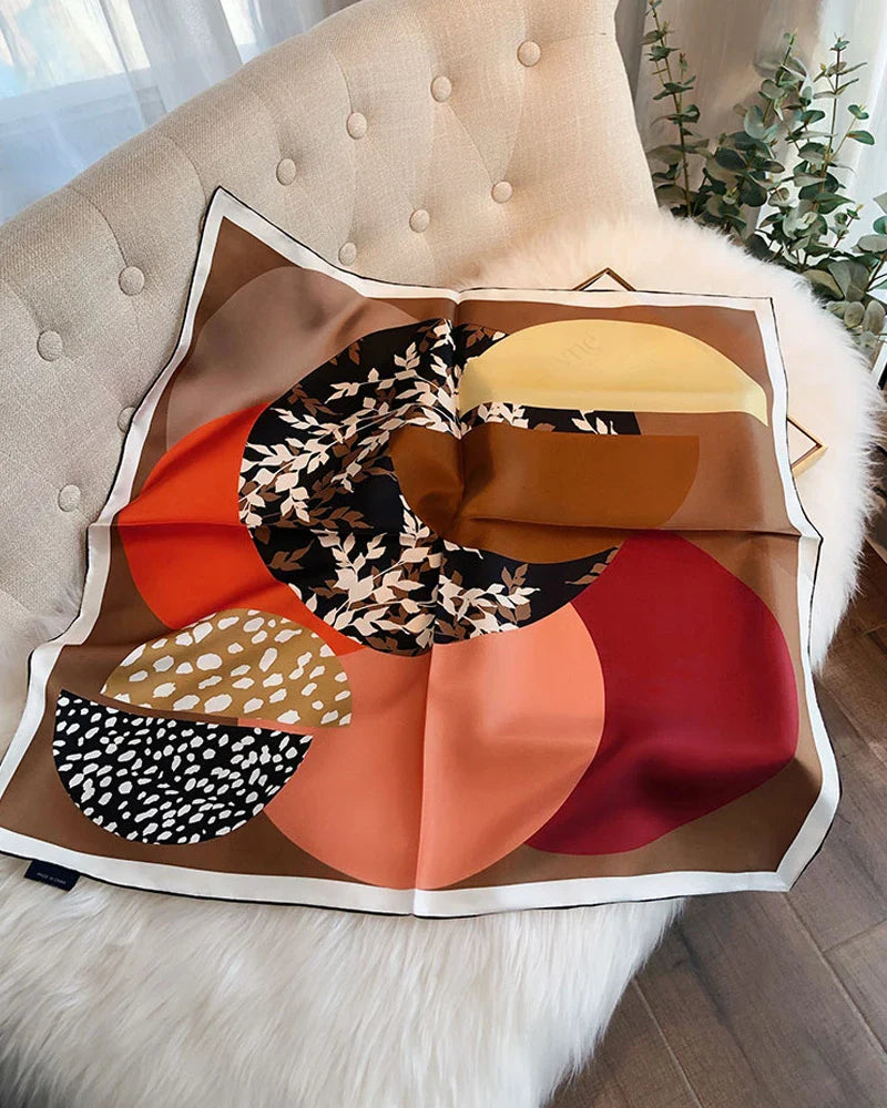 Leaf Shadow Geometric Silk Scarf