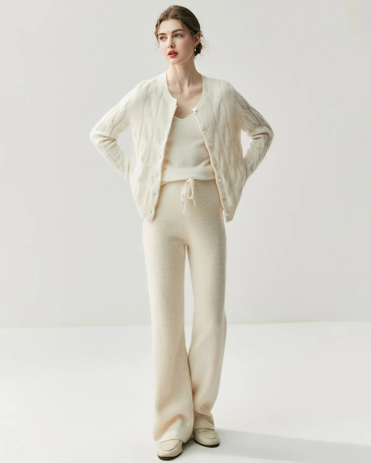 Cashmere Wool Straight Leg Knit Pants