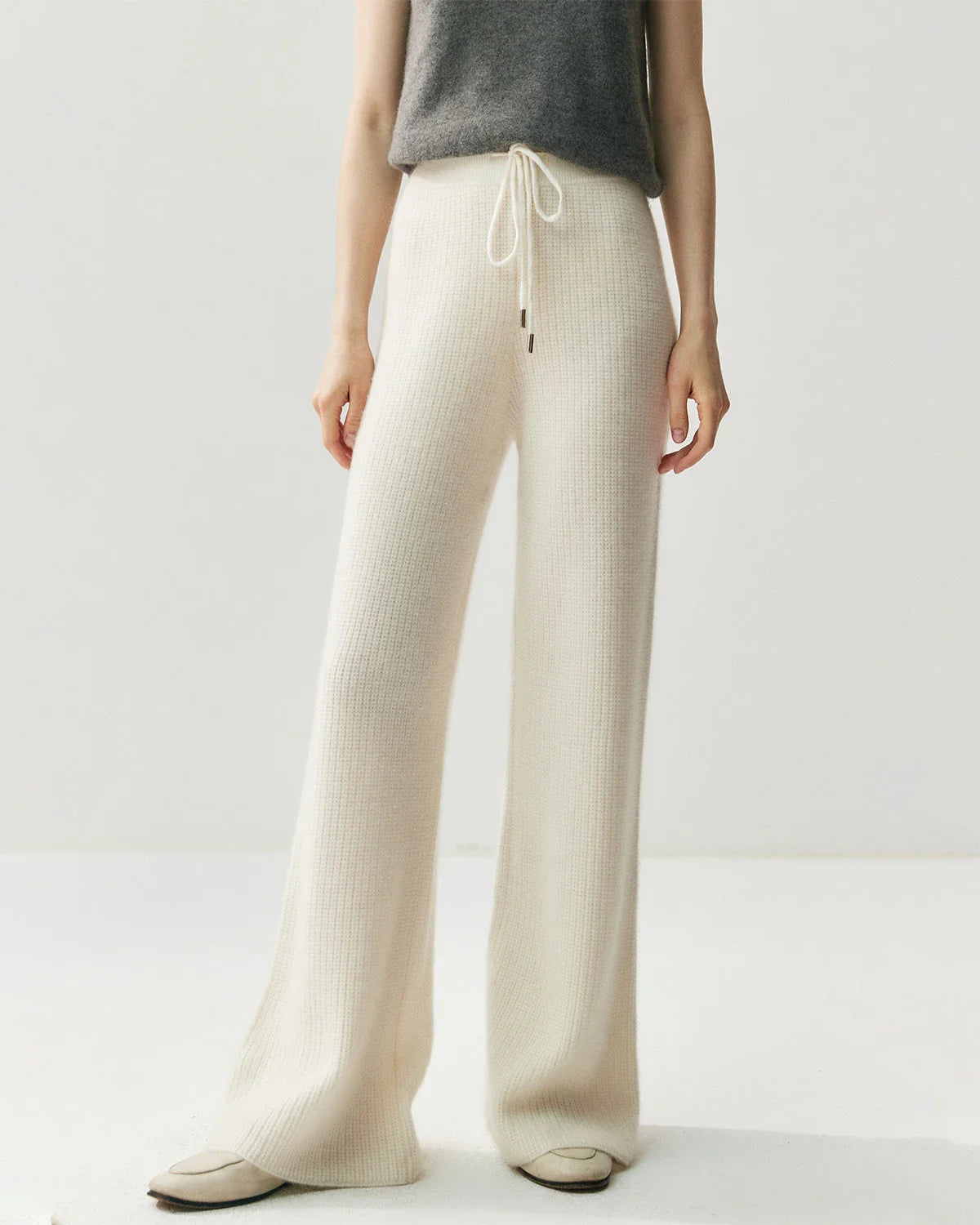 Cashmere Wool Zip Up Hoodie and Straight-Leg Pants