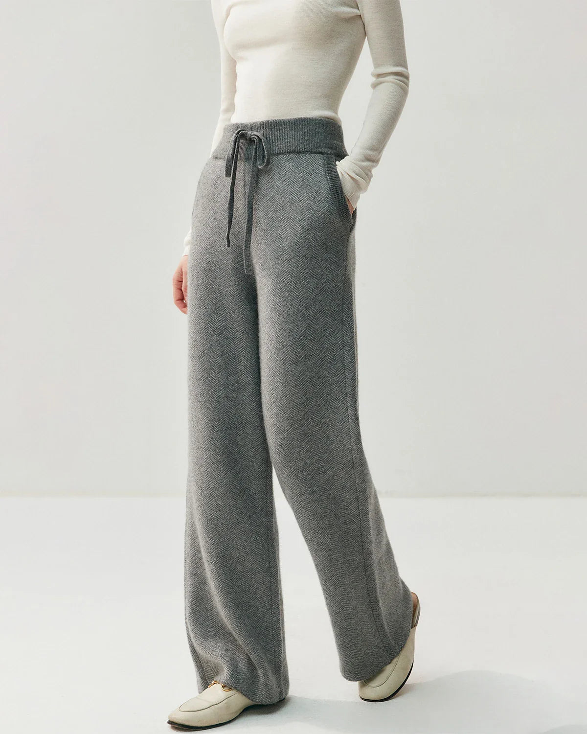 Cashmere Wool Zip Cardigan Set for Women