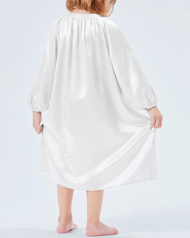Long Silk Shirt Pajamas Sleepwear For Girl