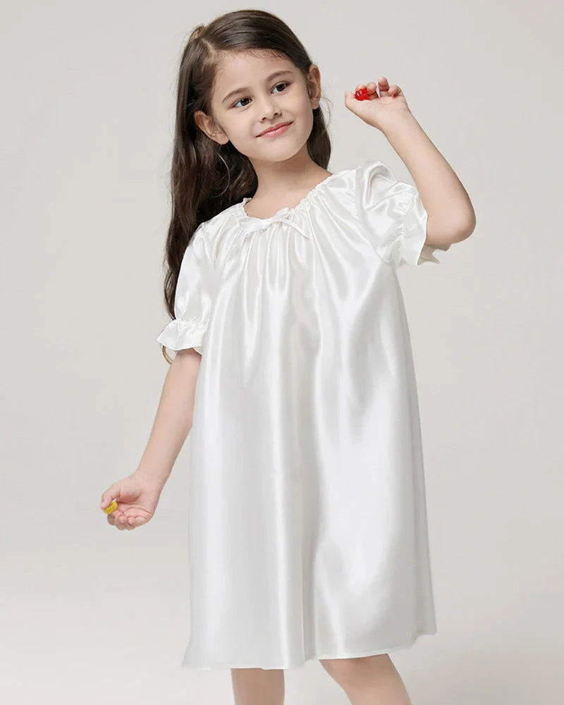Girls Silk Short Sleeve Nightgown