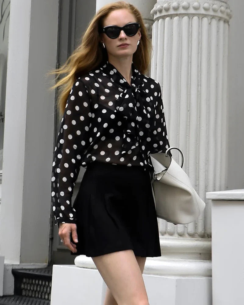 Sheer Polka Dot Silk Blouse
