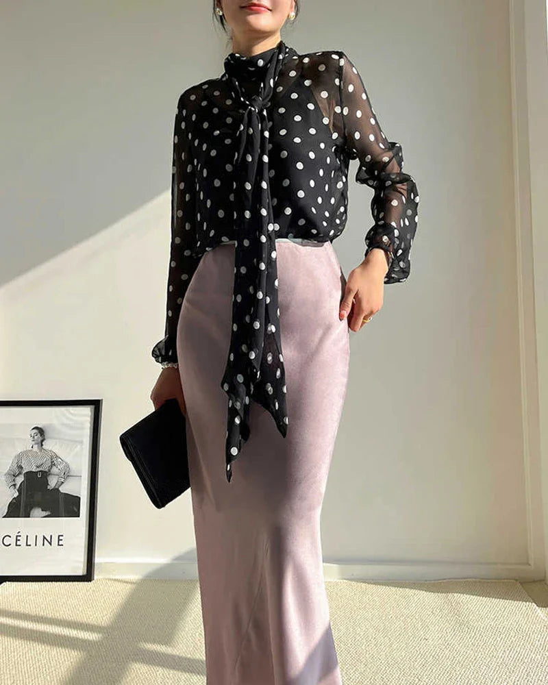Sheer Polka Dot Silk Blouse