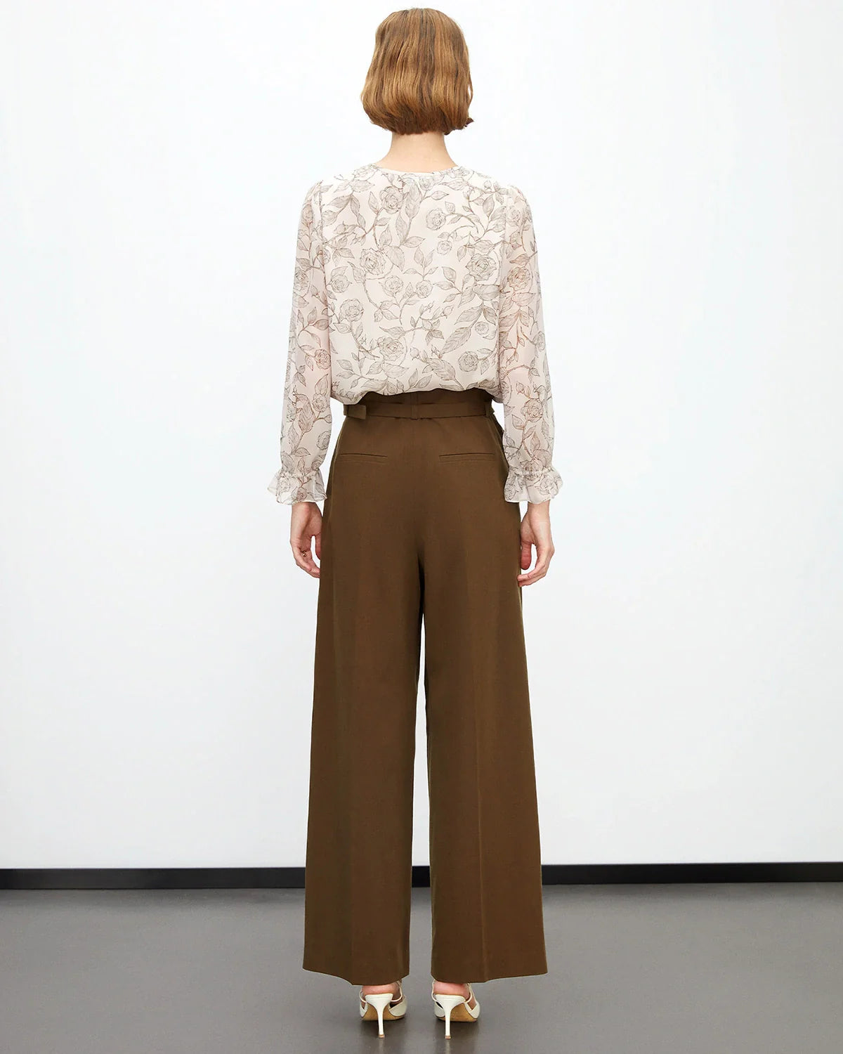 Rose Sketch Floral Silk Blouse
