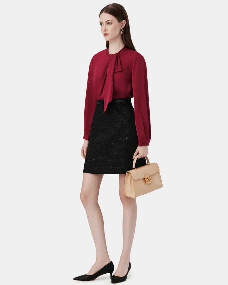 Silk Tie Neck Blouse for Women