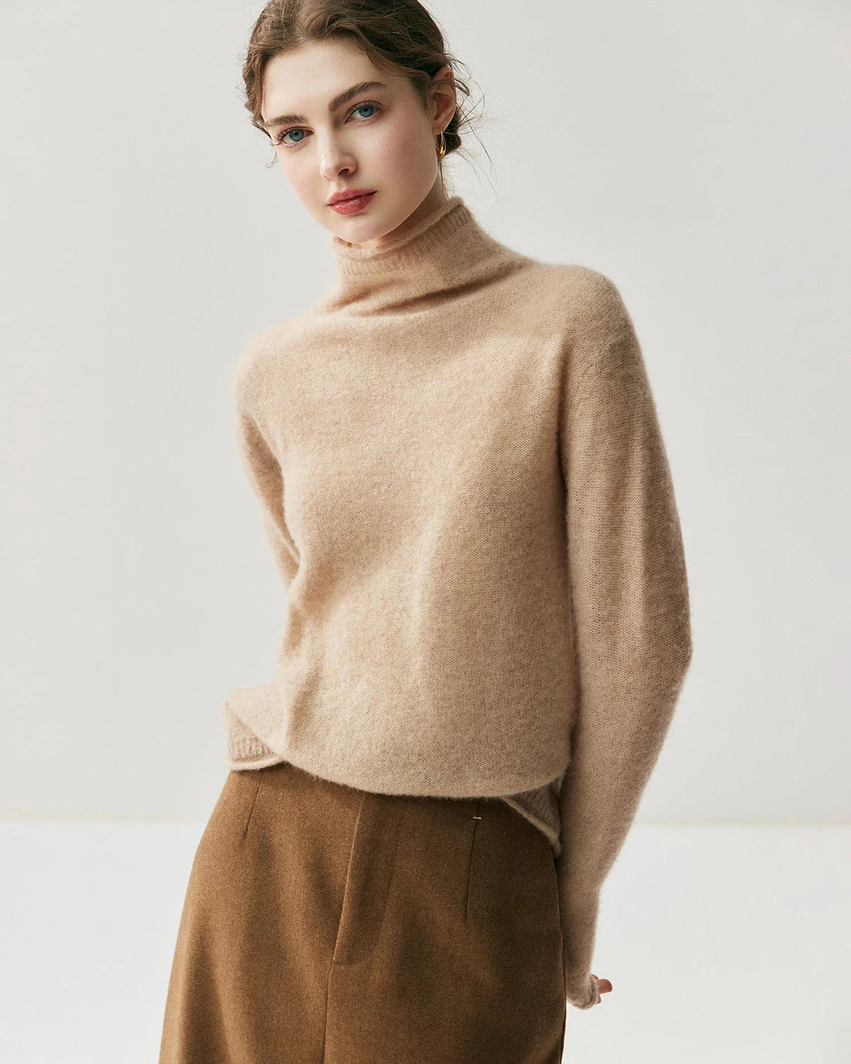 Silk-Cashmere Long Sleeve Turtleneck Sweater
