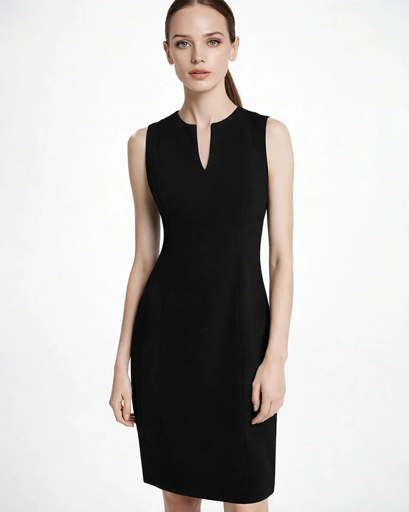 40 Momme Sleeveless Silk Knee Length Work Dress