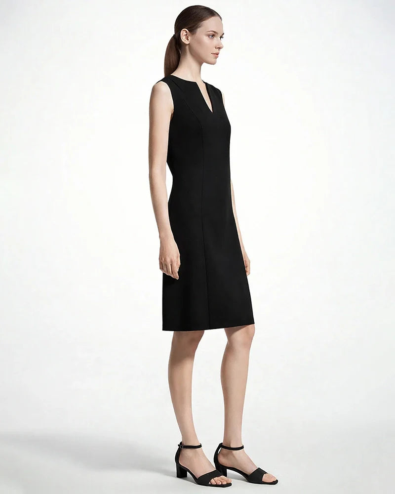 40 Momme Sleeveless Silk Knee Length Work Dress