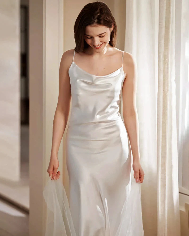 Long Washable Silk Slip Nightgown