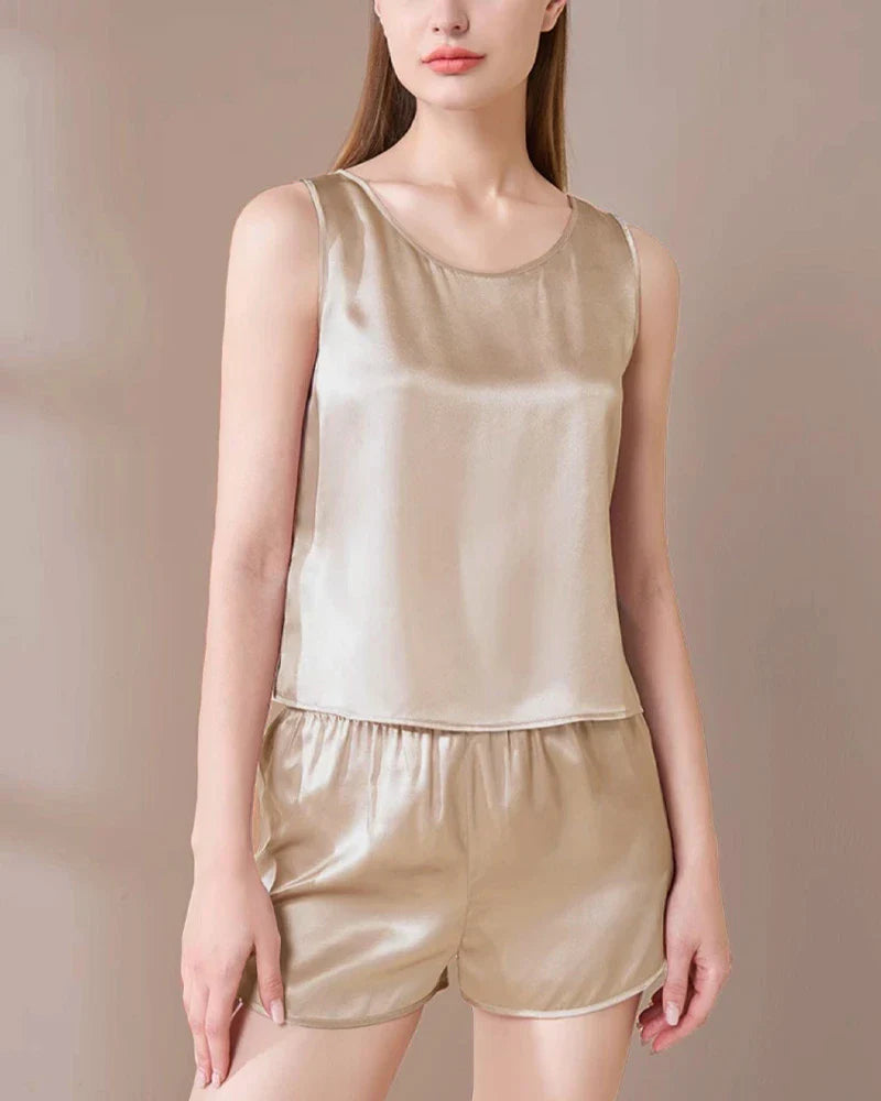 Washable Silk Pajama Tank Top Set