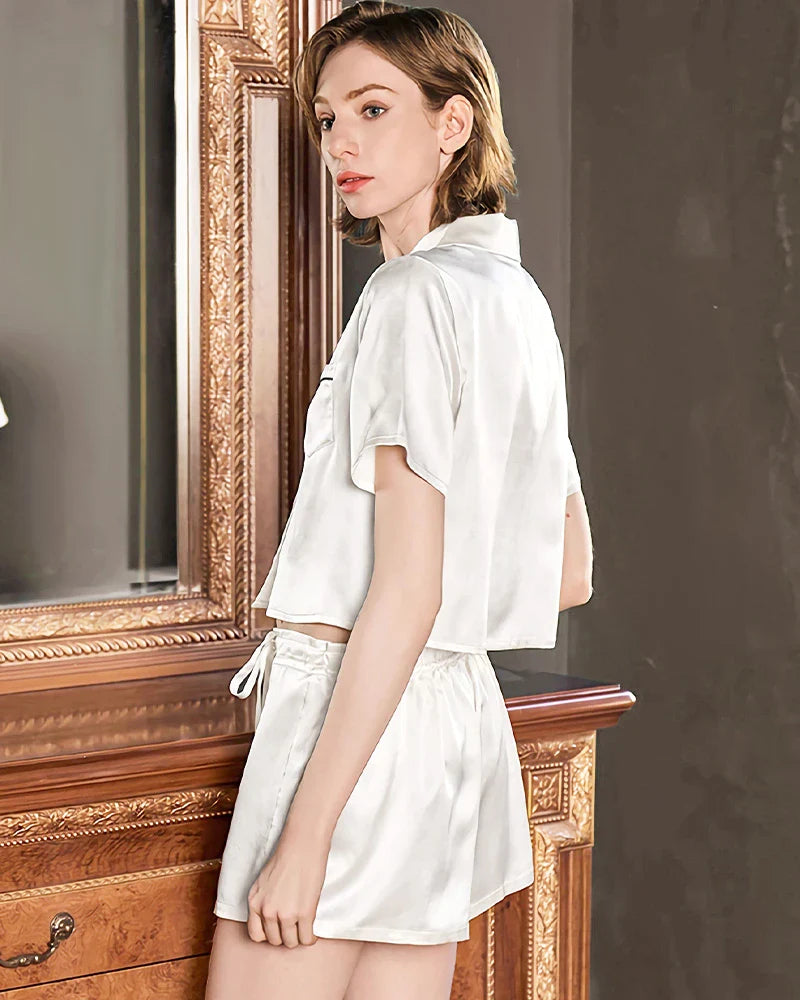 Cute Washable Silk Short Pajama Set
