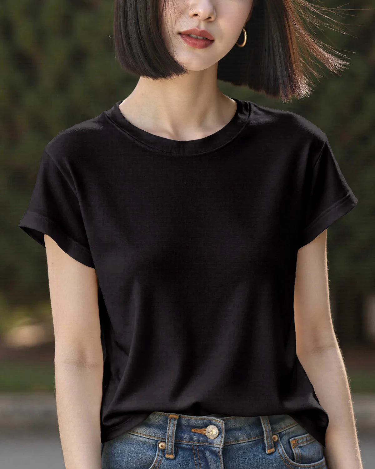 Women’s Silk Jersey Crew Neck Tee