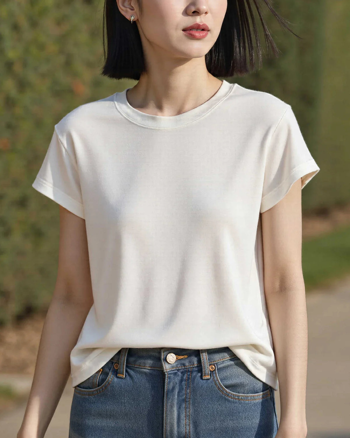 Women’s Silk Jersey Crew Neck Tee