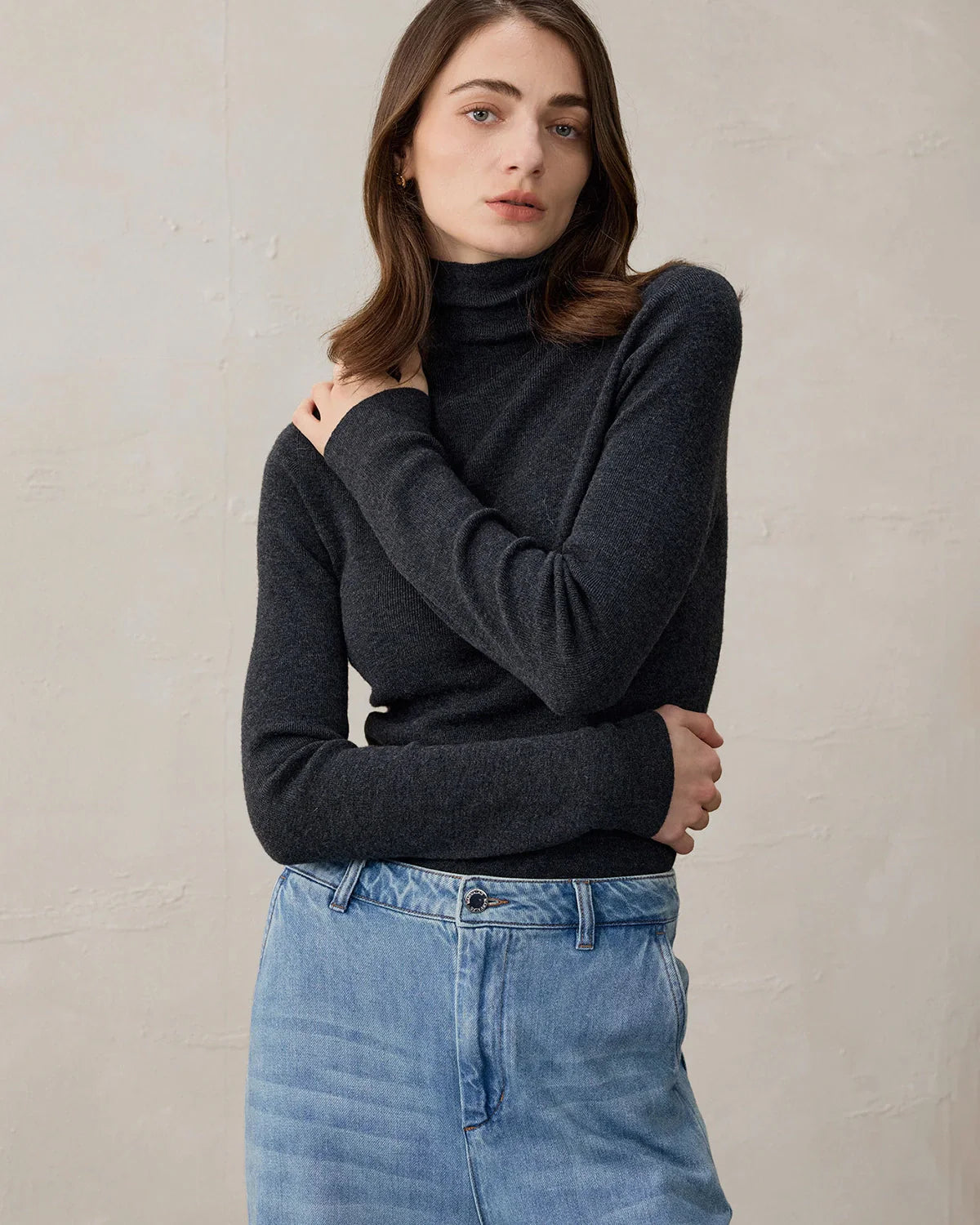 Women’s Turtleneck Wool Cashmere Knit Layer