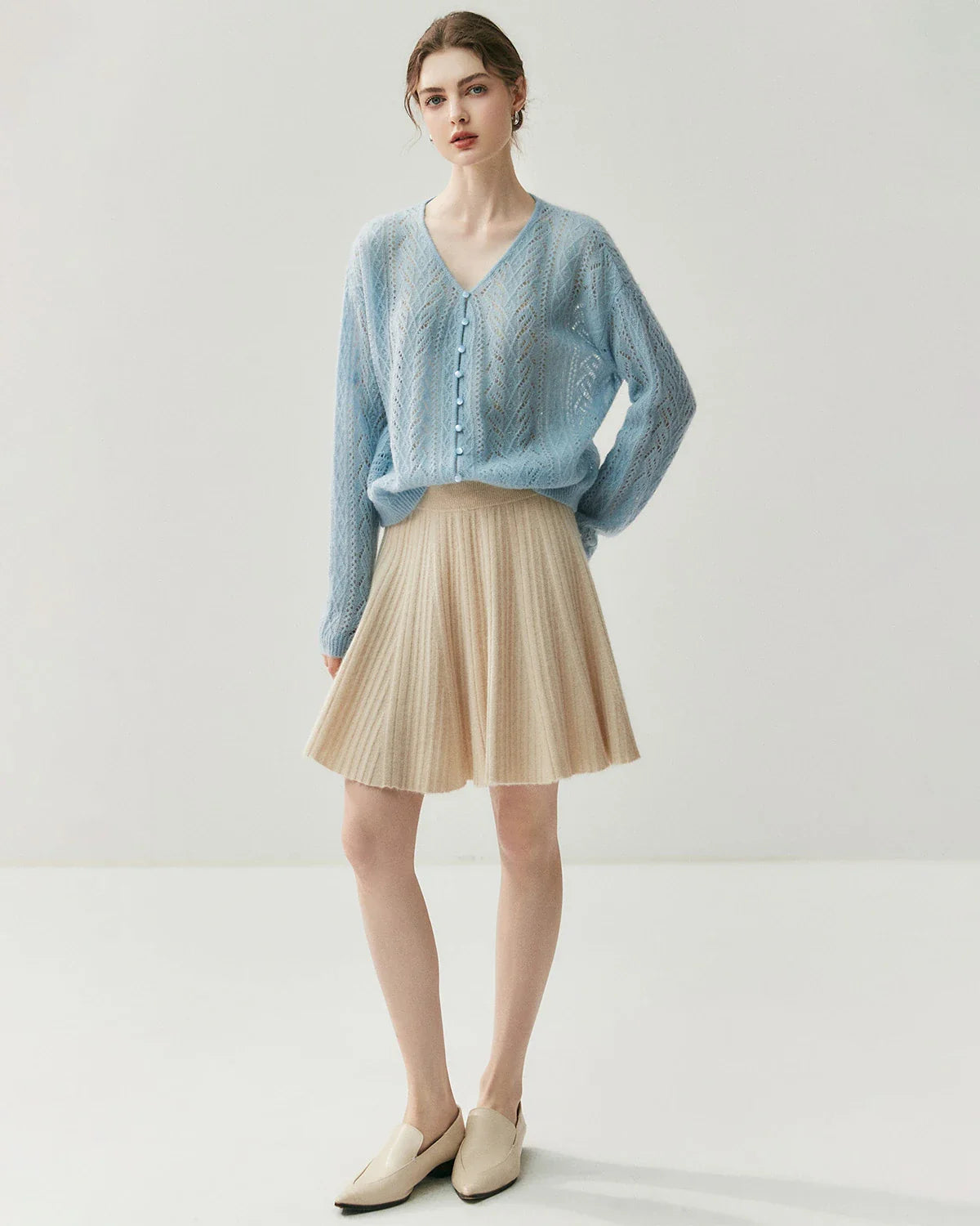 Silk-Cashmere Blend Thin Knit Cardigan