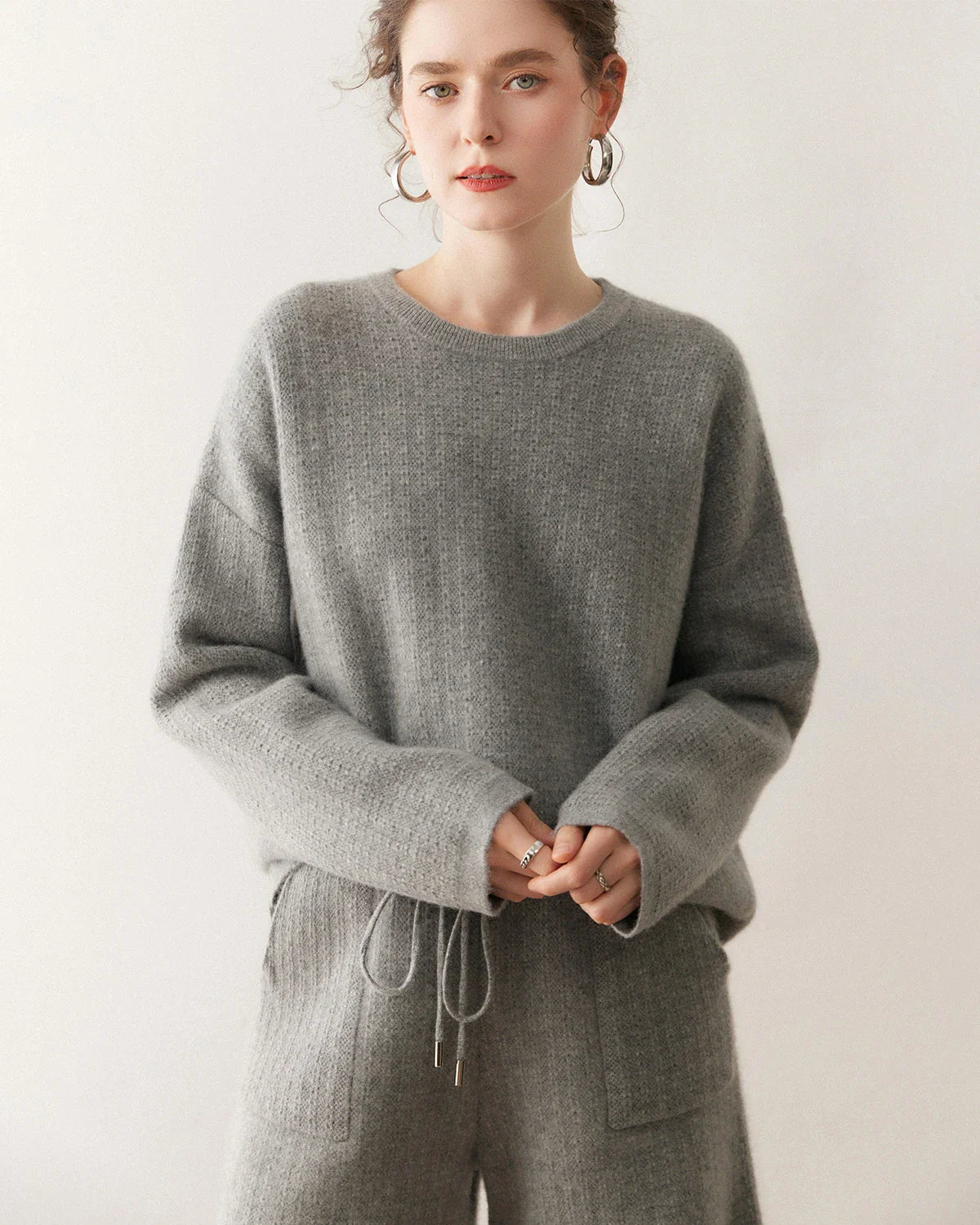 Women's Cashmere Wool Knit Sweater and Shorts Set
