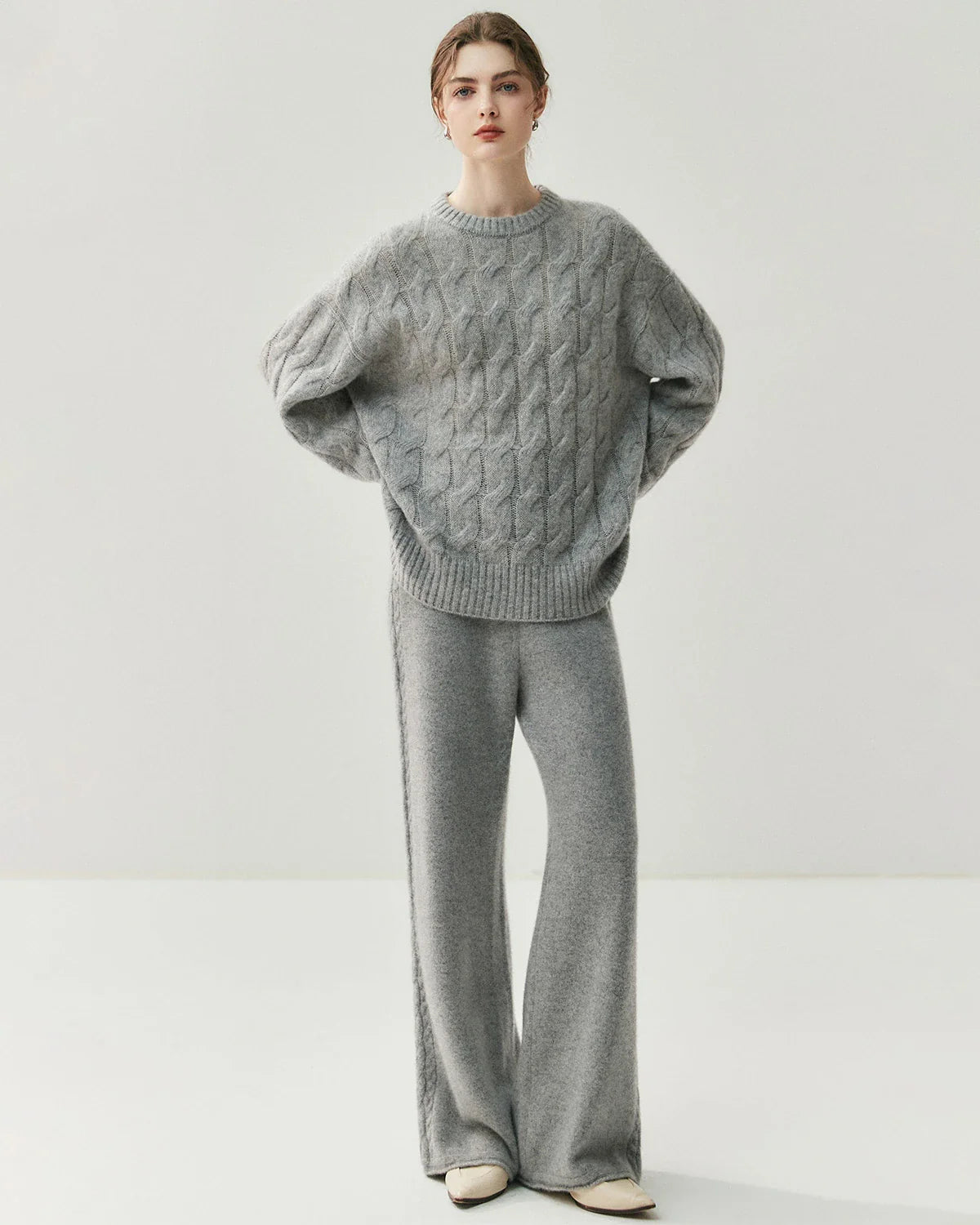 Women's Cable Knit Silk Cashmere Oversize Pullover