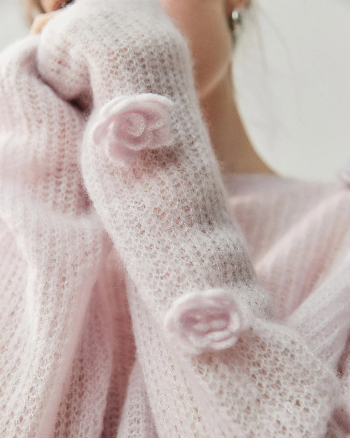Oversize Flower Knit Silk Cashmere Sweater
