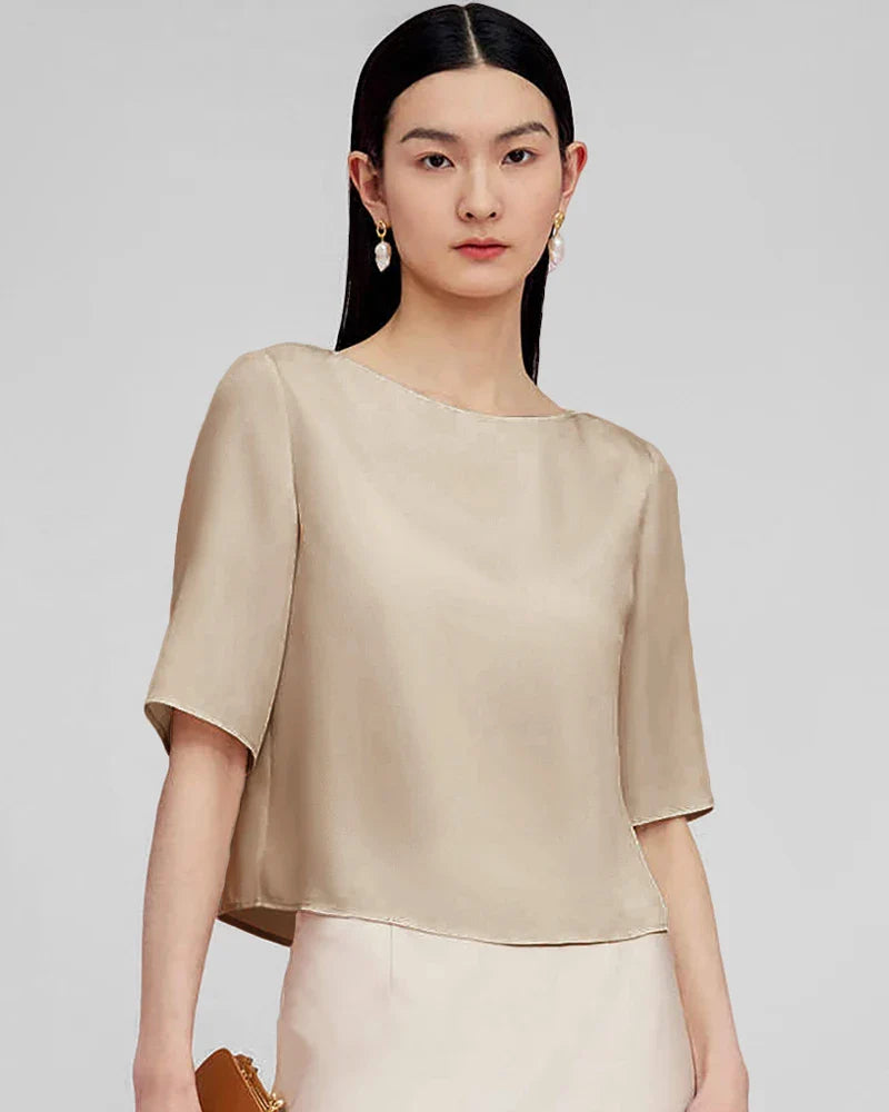 Half Sleeve Basic Silk Blouse