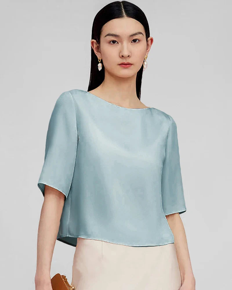Half Sleeve Basic Silk Blouse