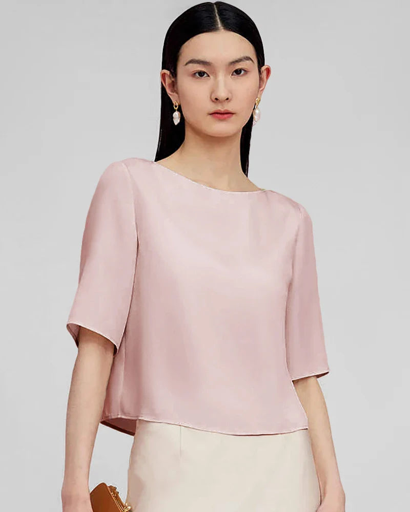 Half Sleeve Basic Silk Blouse