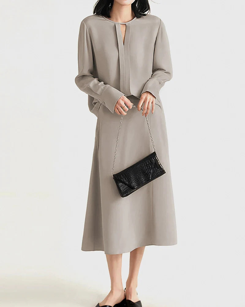 30 Momme Heavy Silk A-Line Midi Skirt