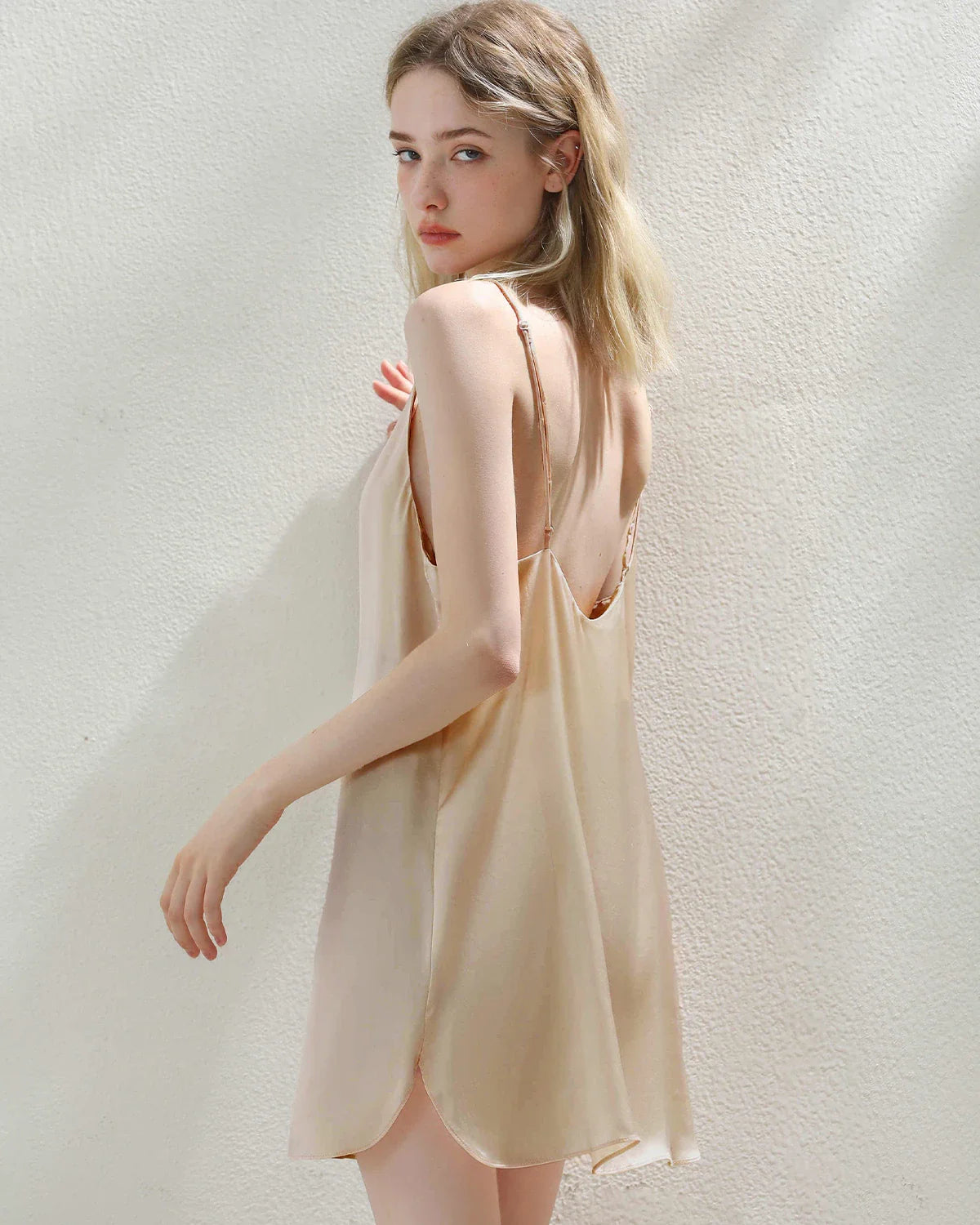Elegant Short Silk Slip Nightdress