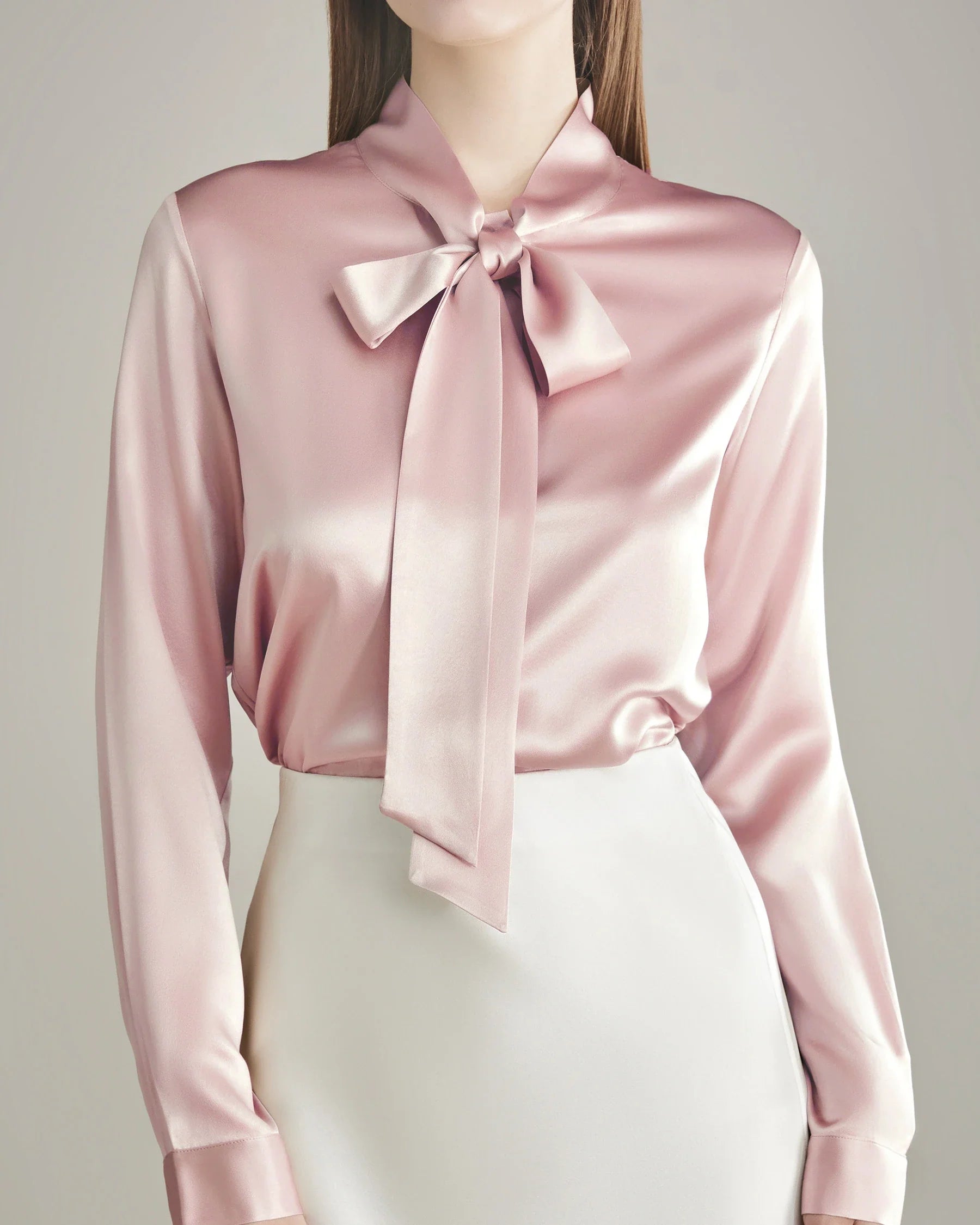 Elegant Silk Bow Tie Blouse