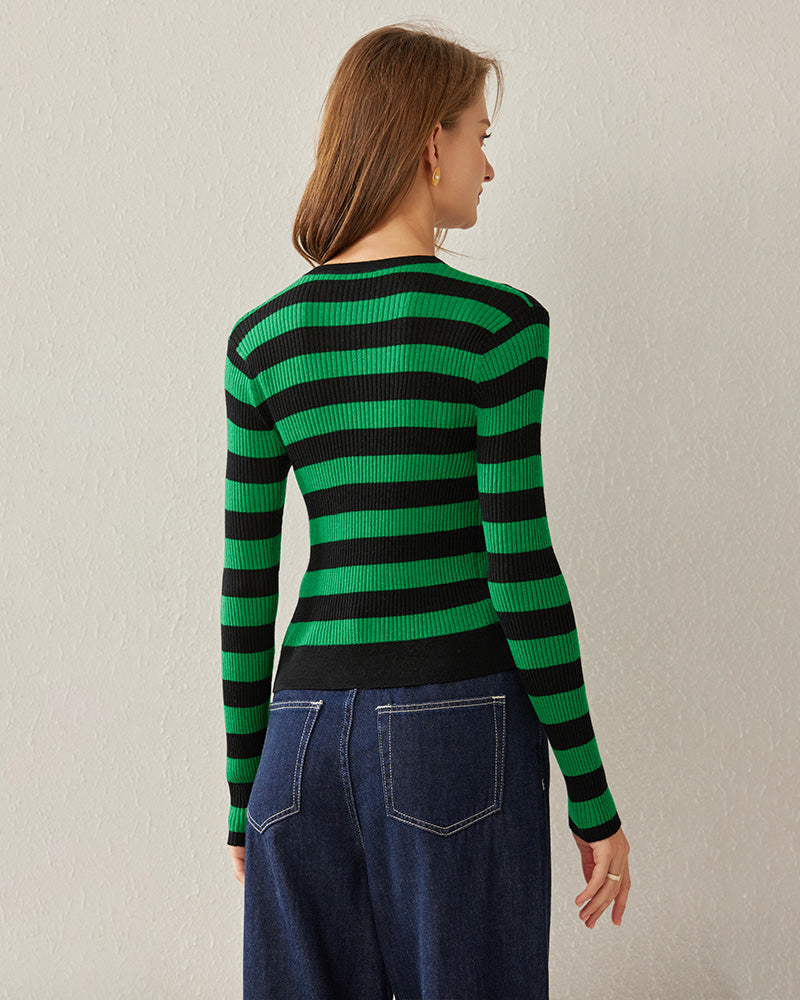 Classic Stripe V-Neck Cardigan