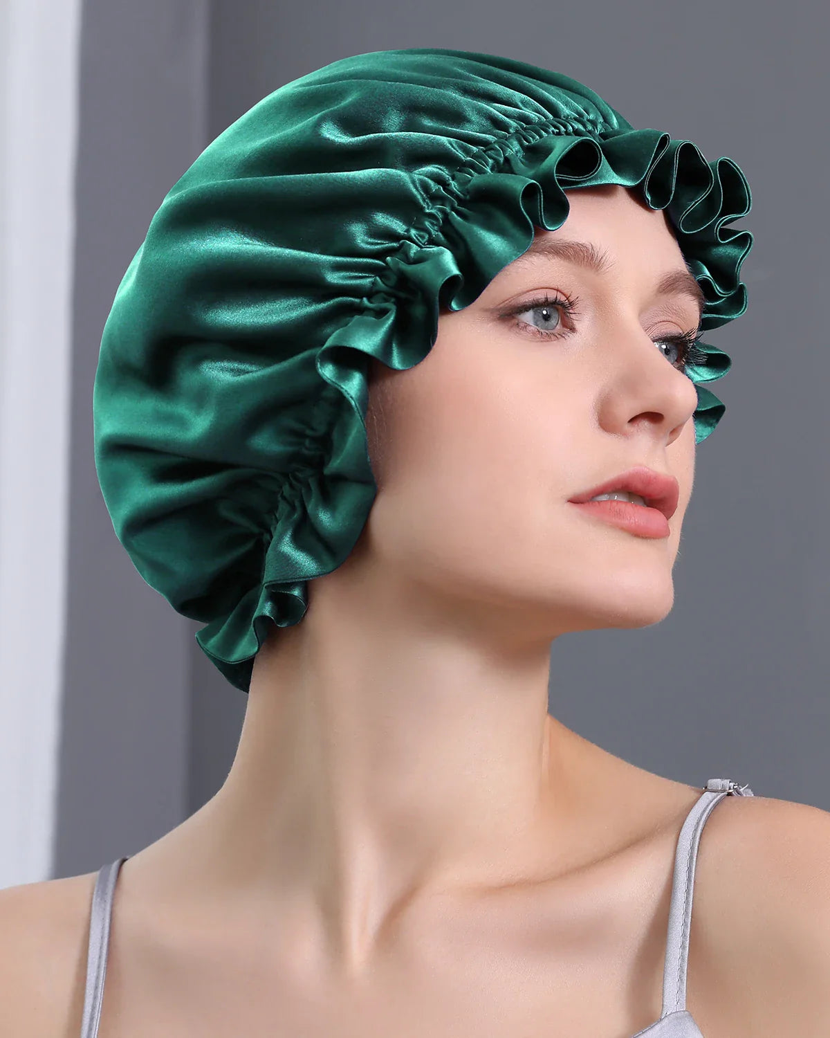 Flounced Silk Night Sleep Caps