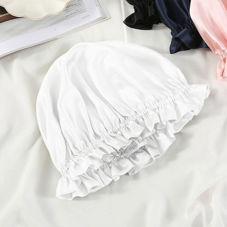 Flounced Silk Night Sleep Caps