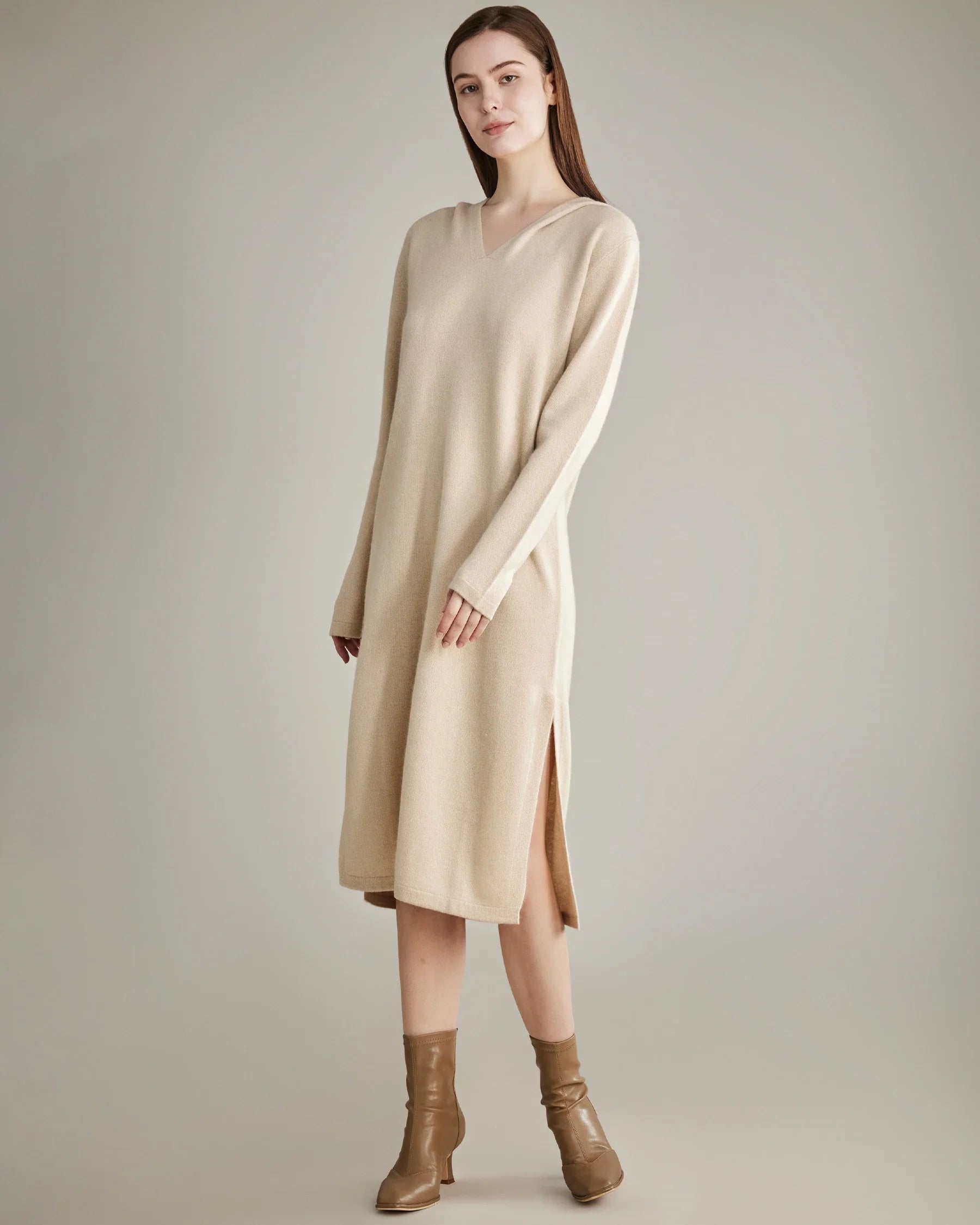 Hooded Knit Cashmere Dress