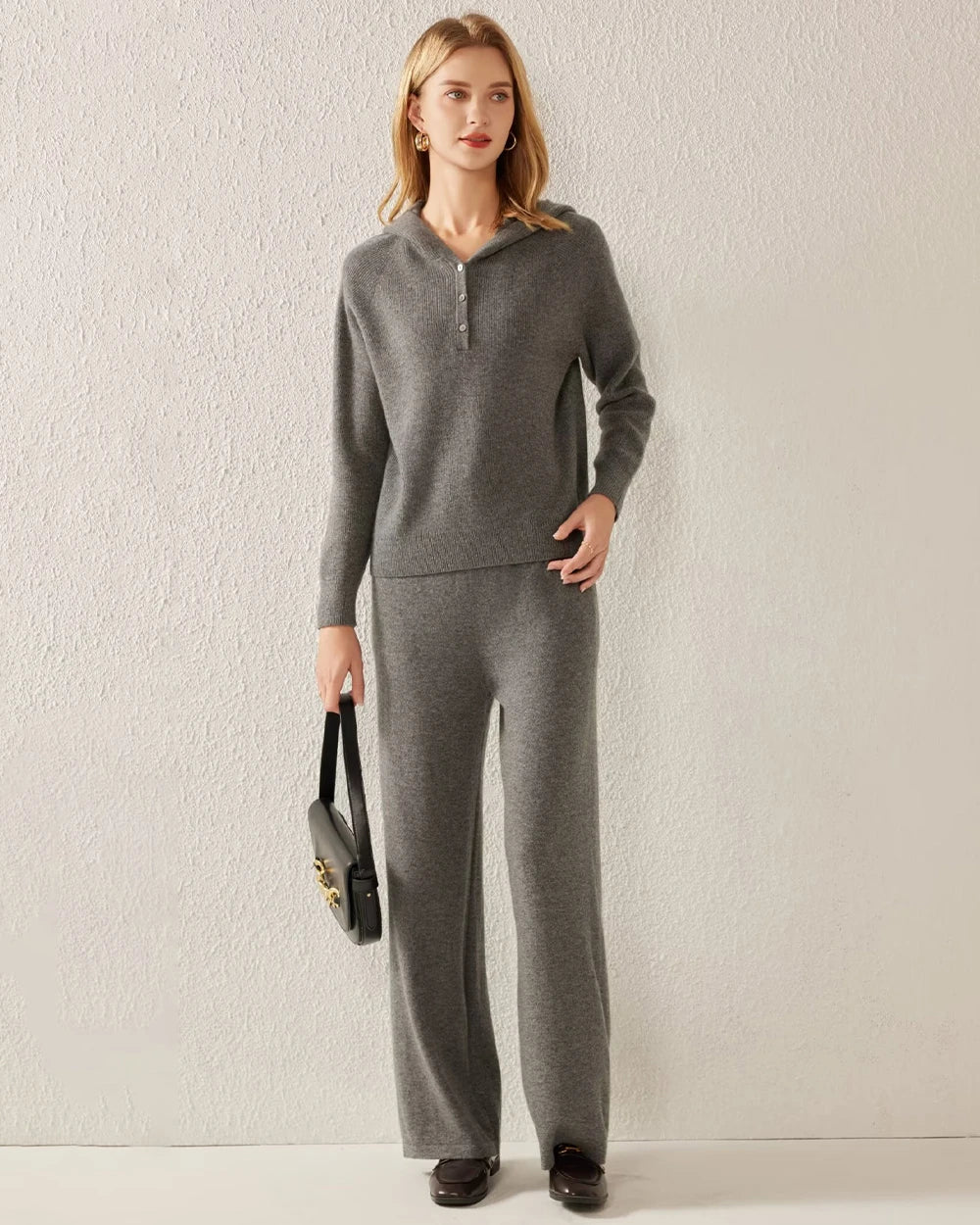 V-Neck Hooded Cashmere Sweater