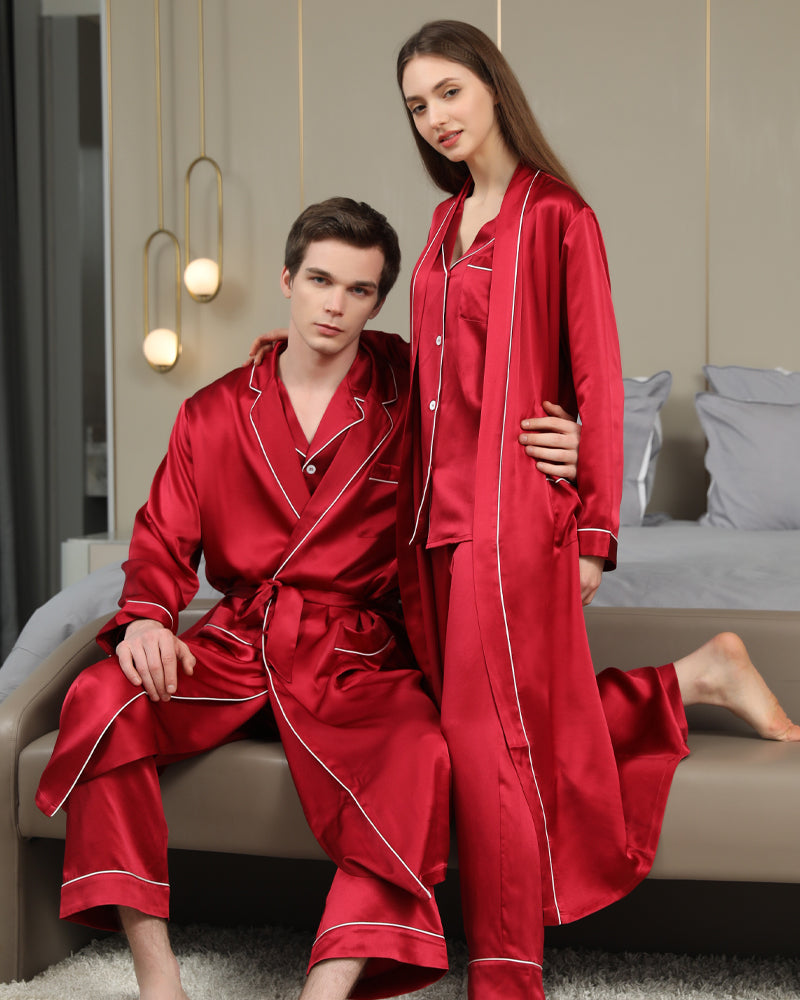 Long Silk Robes and Pajamas For Couple