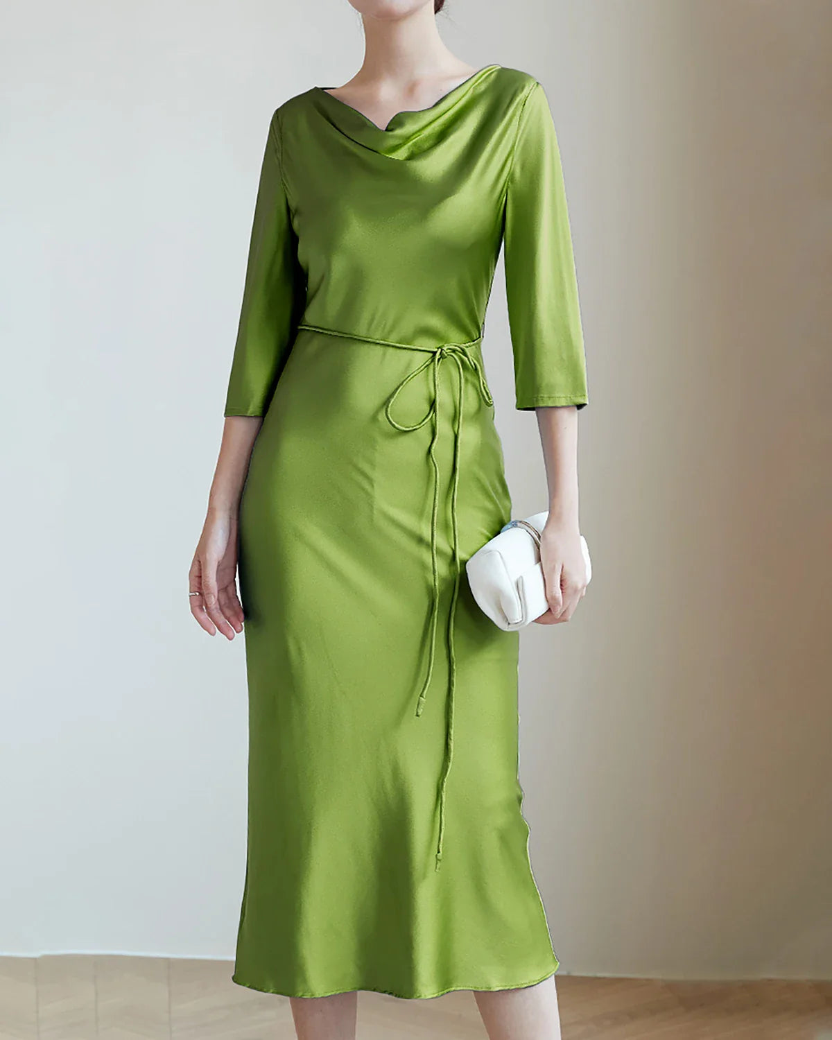 30Momme Silk Cowl Neck Dresses