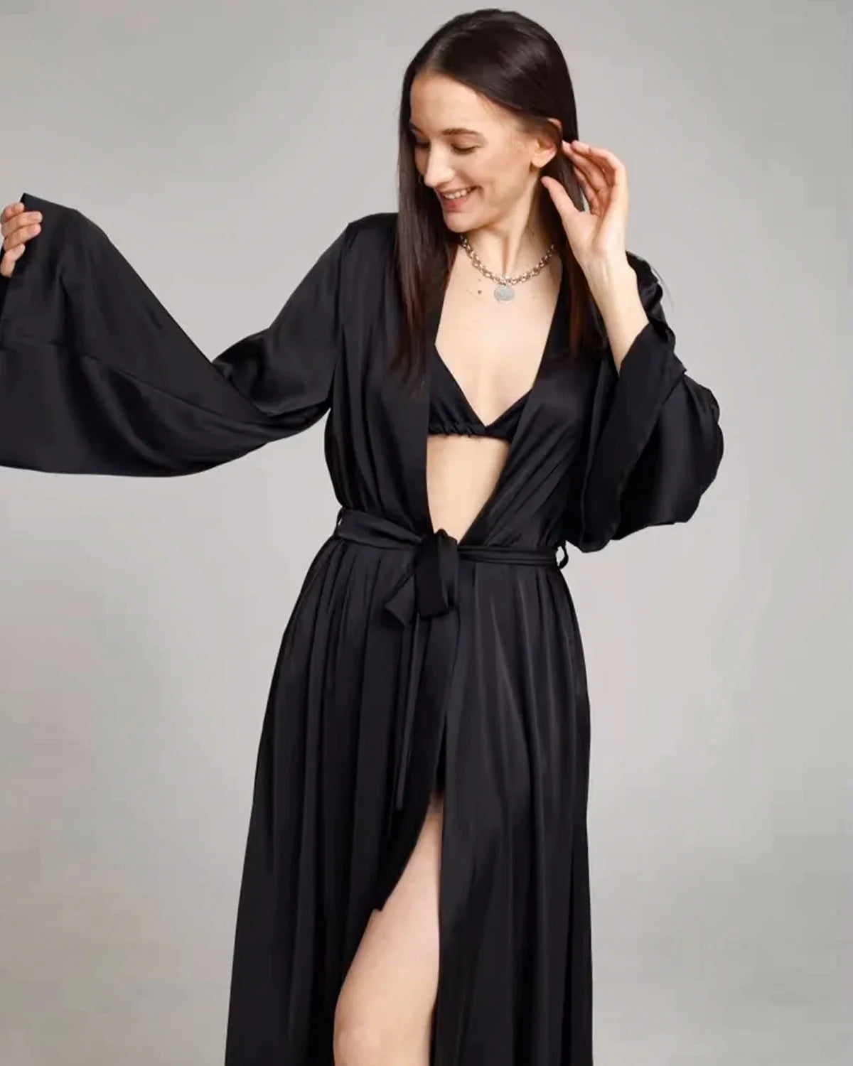 Luxury Long Silk Robe For Women